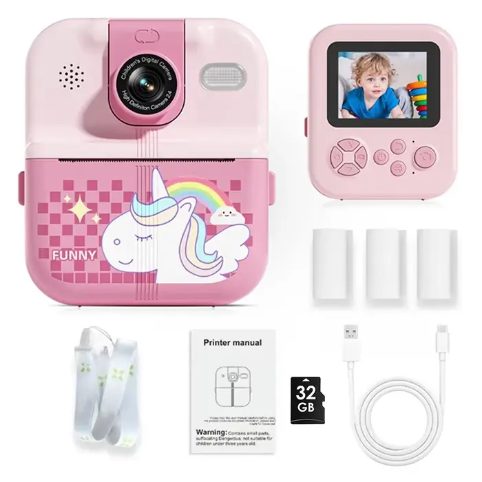 Caméra pour enfants Impression instantanée Connexion Bluetooth Photo 1080P HD Caméra pour tout-petit