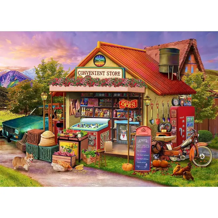 Puzzles pour adultes 1000 pièces, Country Store, pièces parfaitement emboîtables avec lettres au dos