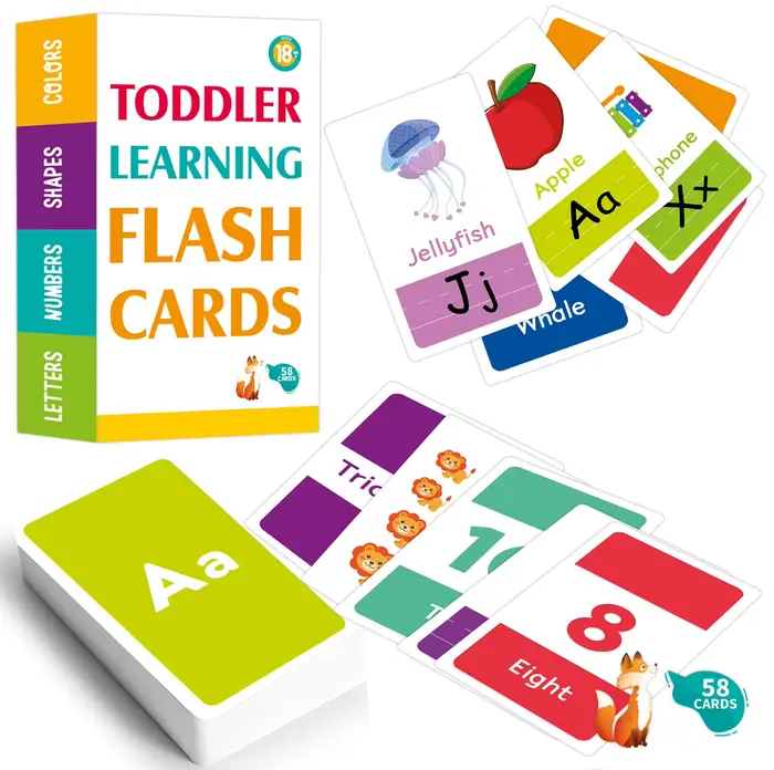 Cartes flash Alphabet ABC, 58 pièces, jouets d'éducation précoce Montessori, formes de bébé, cartes 