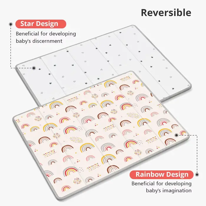 Tapis de jeu pliable pour bébé, tapis de parc PIGLOG 50x50, tapis de jeu en mousse sûr pour le temps