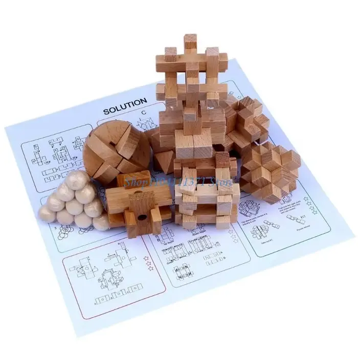 P9FC 9 pièces 3D casse-tête en bois Puzzle serrures jouet développement