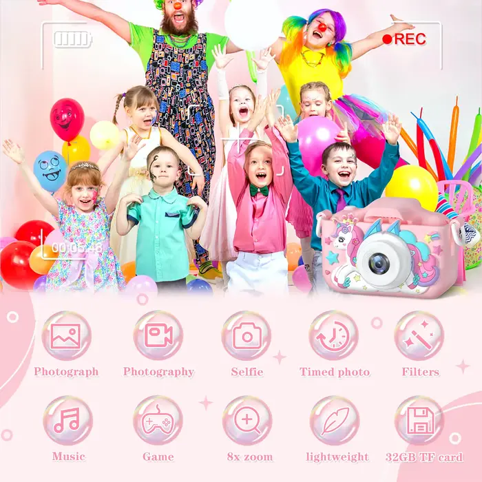 Caméra vidéo numérique pour enfants avec étuis en silicone