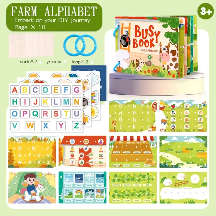 Livre silencieux Montessori pour enfants, Puzzle, reconnaissance des mots, autocollants d'éveil, édu