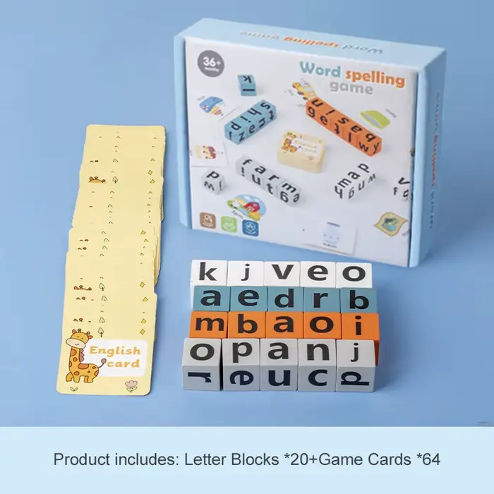 Jouets de mots en bois pour enfants, défi cognitif, mémoire, jeu de mots anglais, jouets éducatifs d