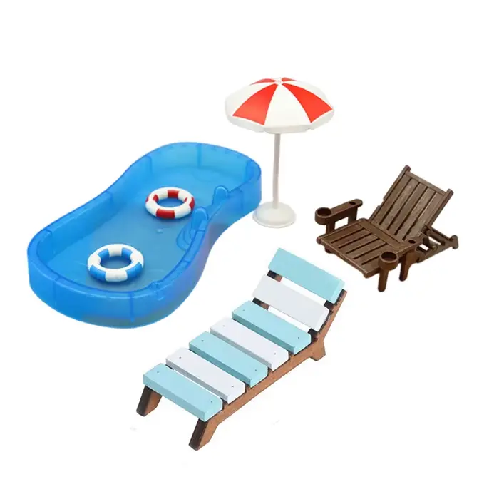 Jeu de simulation de maison de beurre pour enfants, mini piscine, chaise de plage circulaire, modèle