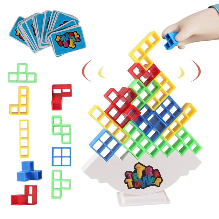 Tetra tour Balance blocs empilables jeu bloc de construction brique jouet de bureau jeux de société 2 joueurs fête de famille jeu amusant enfant cadeau