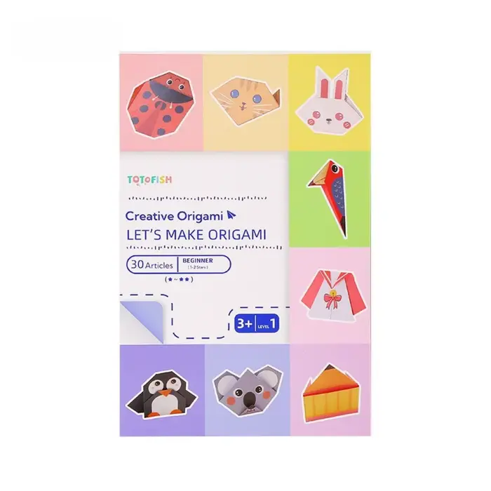 Kit d'origami 30 feuilles de papier à origami, livre de tutoriel, projets d'art et d'artisanat DIY, 