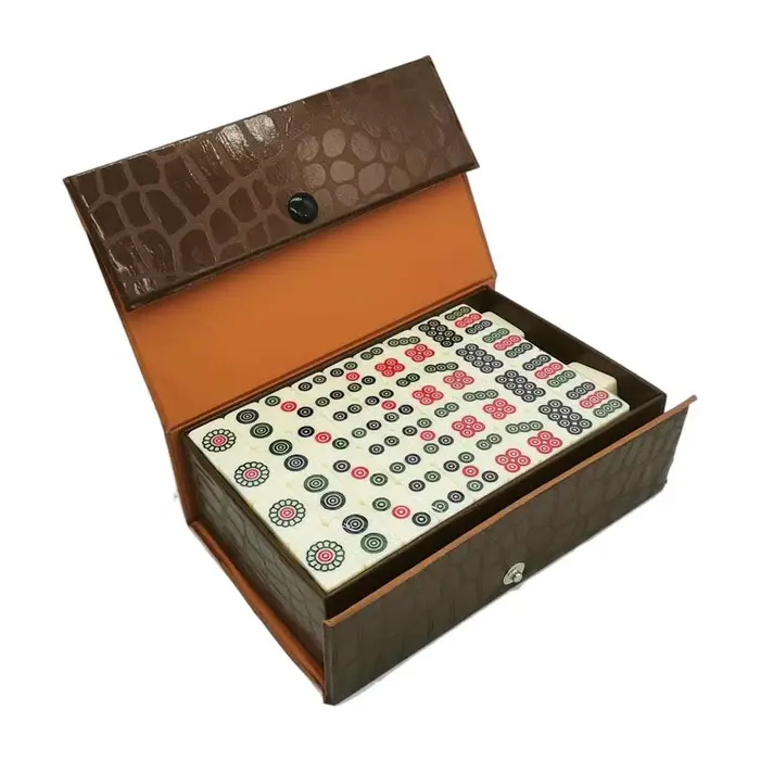 Non. 20 mini jeux de Mahjong chinois avec étui en cuir de qualité supérieure pour les voyages, les r