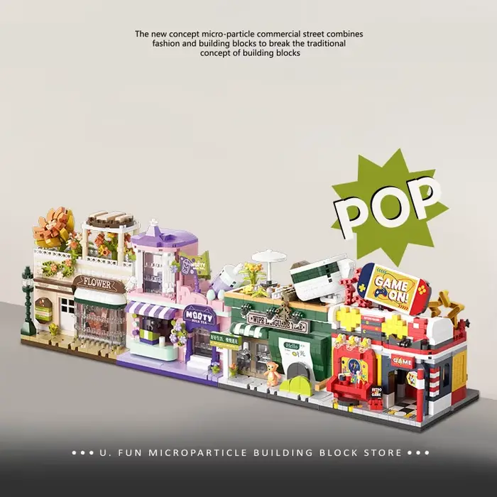 Jouets de construction en mini-blocs amusants : Vues de rue urbaines