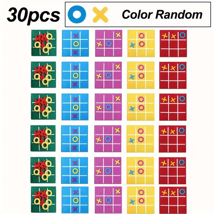 30 jeux de stratégie Tic-Tac-Toe en vrac, avec sac de rangement |   Mini jeux de société, offre spéciale pour les fêtes d'anniversaire, oui