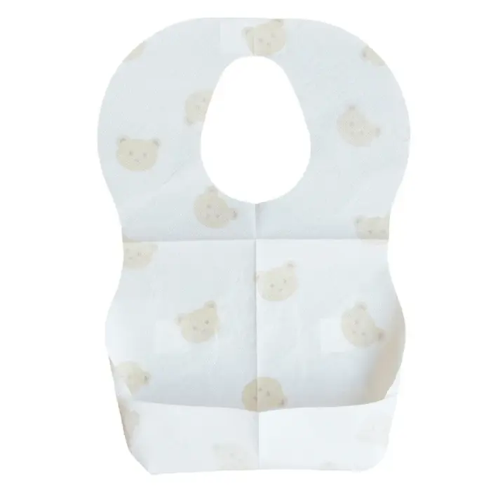 Paquet de 50 bavoirs jetables pour bébés âgés de 6 mois à 2 ans, bavoir d'alimentation ours de dessi