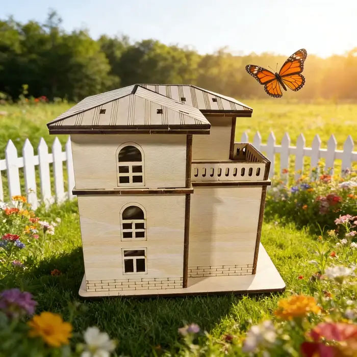 Puzzle 3D en bois de villa à deux étages style européen jouet de construction diy fait main décoration de table pour adultes occasions spéciales
