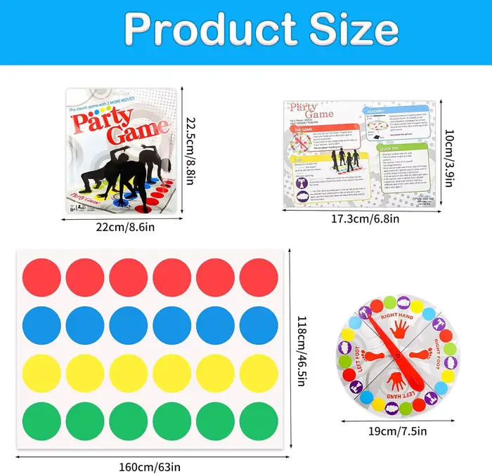 Twister Game Twister Funny Balance Jeux de fête en famille avec tapis de jeu de sol Spinner, cadeau 