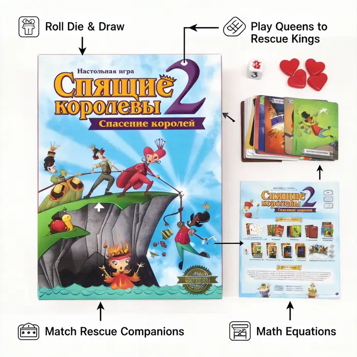 Sleeping Queens 2 The Rescue Math Strategy Card Game, jeu de société éducatif pour enfants et famill