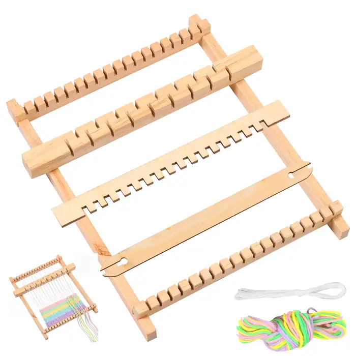 Kit de cadre à tisser en bois DIY – Machine à tisser manuelle amusante avec fil et instructions – Ca