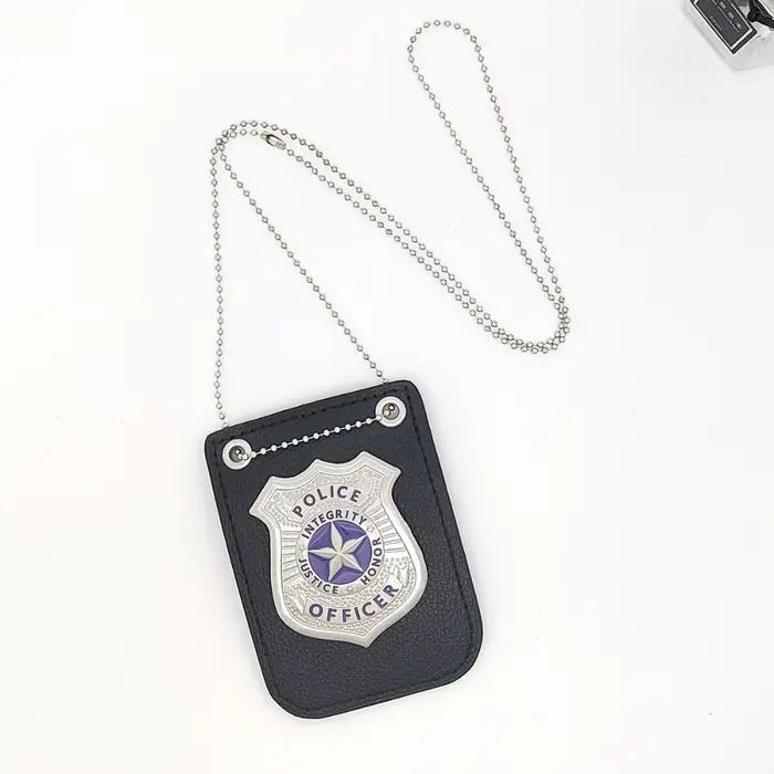 Badge de Police pour déguisement, jeu de Simulation avec chaîne, jeu de rôle de Police, jouet, Clip