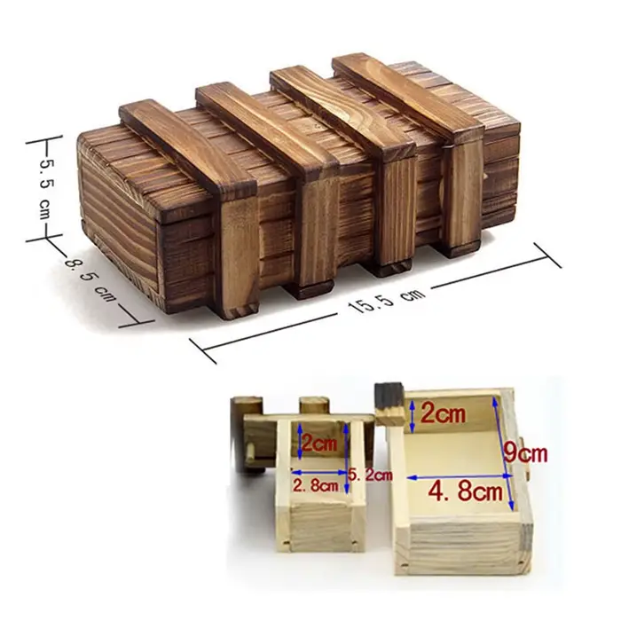 Boîte de rangement de Puzzle en bois Vintage, compartiment Secret caché, casse-tête, jeux de qi pour