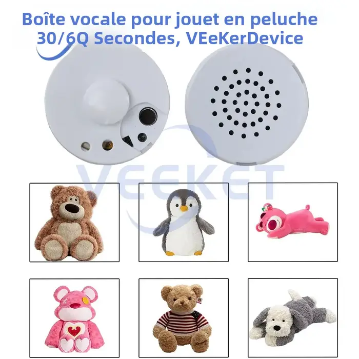 Boîte vocale pour peluche 30/60 secondes, enregistreur vocal, dispositif DIY pour message personnalisé pour animaux en peluche, poupées bébés