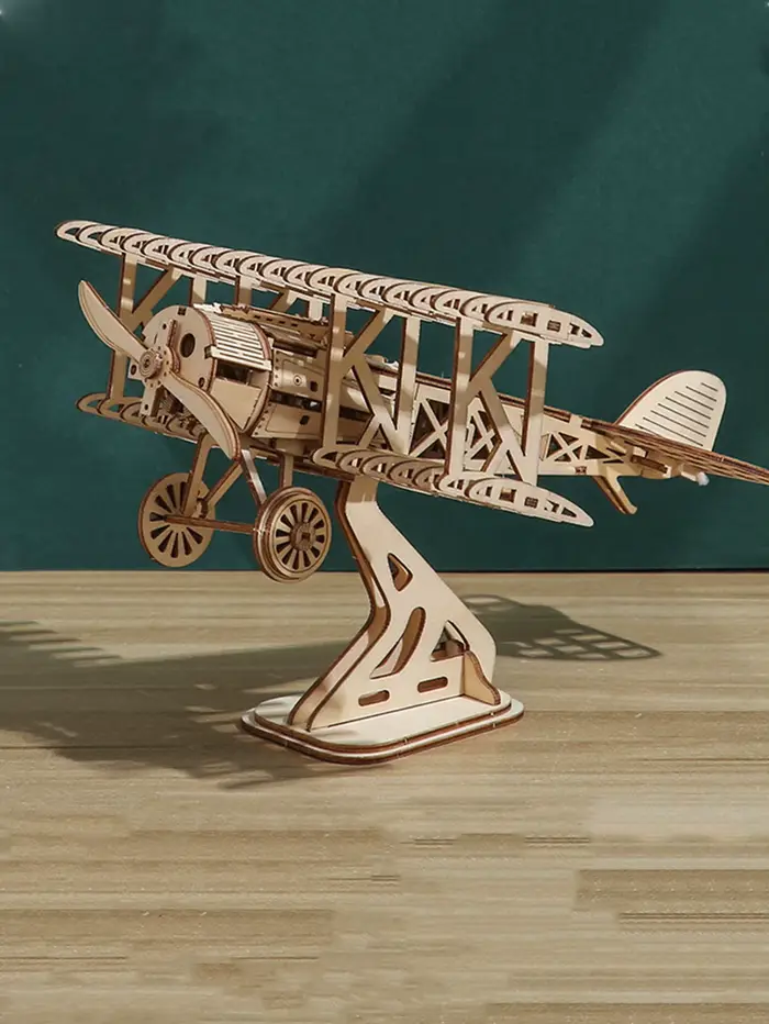 Puzzle 3D en bois, bricolage artisanal, kits de modèles biplan, cadeaux faits à la main