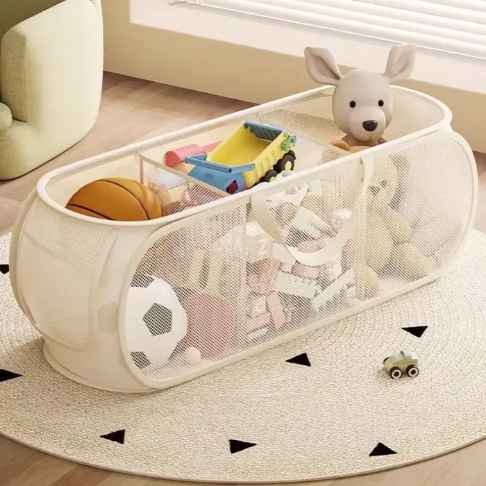 Grand bac de rangement portable beige multifonctionnel pour jouets, peluches et linge de maison occasions spéciales