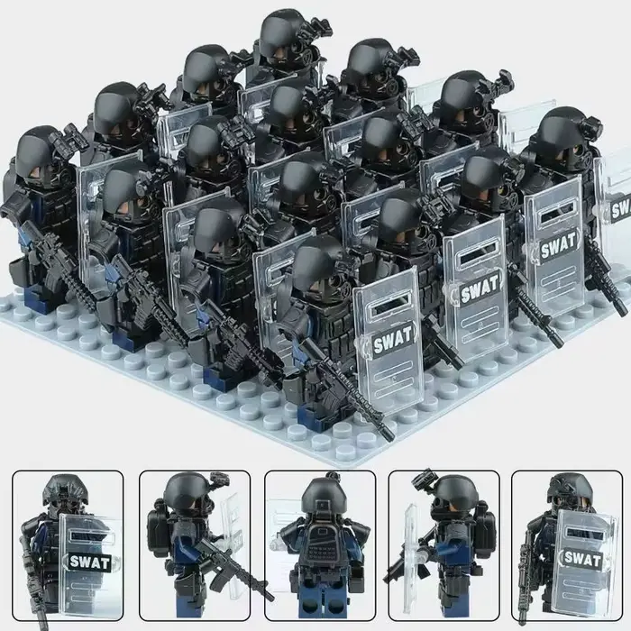 Figurine humanoïde mini de police anti-émeute, figurine humanoïde marine de police spéciale anti-virus, jouet de dessin animé, cadeau