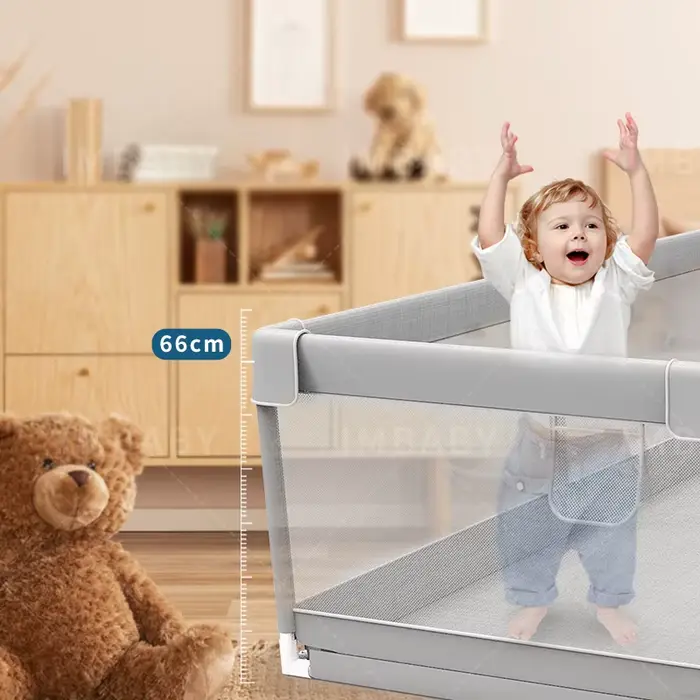 IMBABY Aire de jeux pour bébé 150x180 cm Parc pour bébé Boîte de clôture pour enfants grise avec par