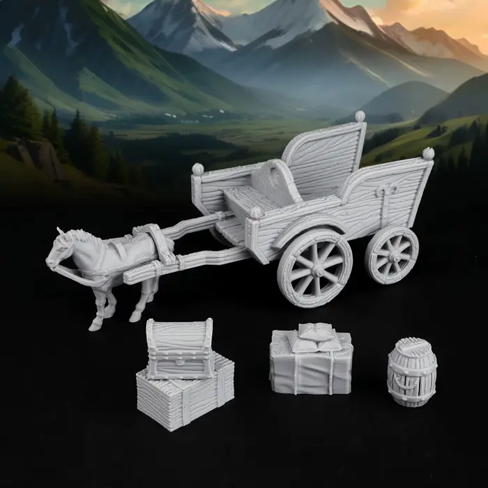 Miniature de caravane RPG, chariot avec cargaison pour jeux de table RPG et de fantasy, terrain d'av