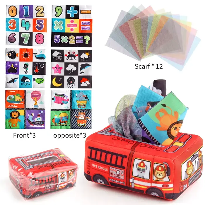 Boîte à mouchoirs pour bébé, jouets éducatifs Montessori, jouet sensoriel doux coloré pour tout-peti