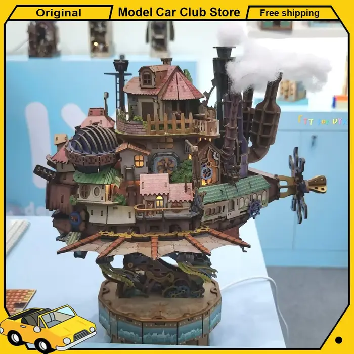 Kit de Construction en Bois Tonecheer Howl's Moving Castle Puzzle Modèle Diorama Décoration Maison Poupée Cadeau Anniversaire Occasions Spéciales