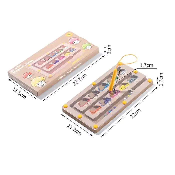Jouets pour enfants 2 en 1, labyrinthe magnétique en bois de couleurs et de chiffres avec planche à 
