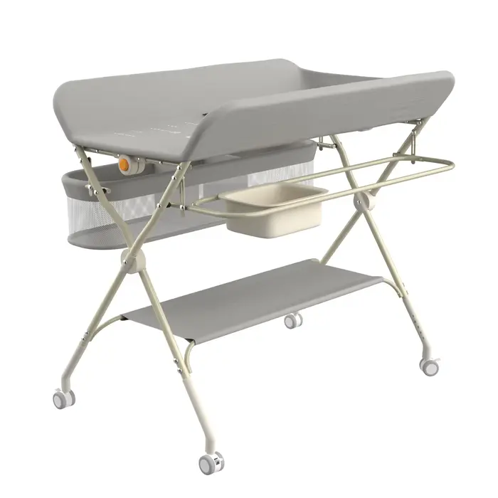 Table à Langer Pliable et Portable, Table à Langer Bébé Charge 11KG, avec Bassin d'Eau Panier de Ran