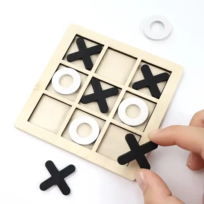Jeu de société Tic Tac Toe en bois massif