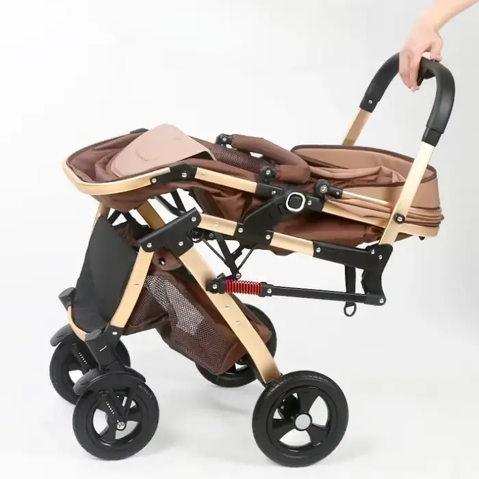 Nouvelle poussette double 3-en-1 2025 avec siège auto, poussette portable pliable à vue haute pour n