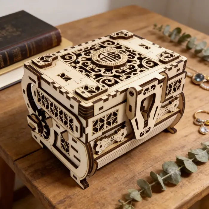 1 boîte à bijoux puzzle 3D en bois