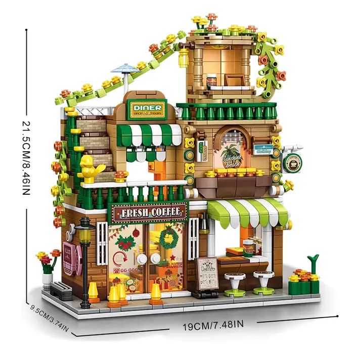 Blocs de construction urbains Street View modèles de café décoration de bureau pour enfants et adultes jouets d'assemblage occasionnels fantaisie et science-fiction