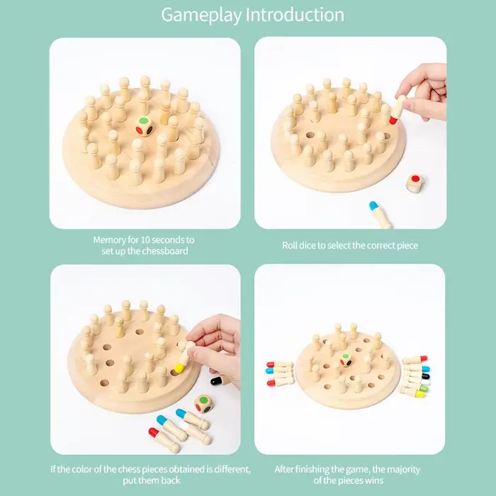 Échiquier en Bois, Jeu d'Échecs de Mémoire
