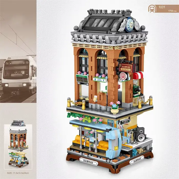 City Street View Architecture Station, Mini Night Subway Model importer, Brick Metro Station, Toy Co