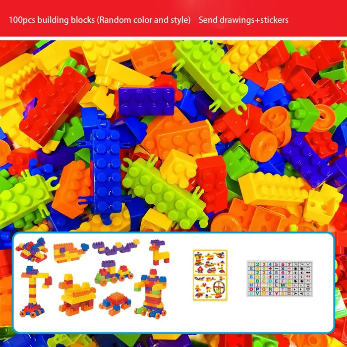 100 pièces de jouets d'assemblage de blocs de construction pour enfants avec développement intellect