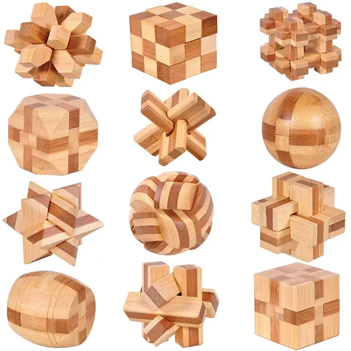 Kong Ming Lock en bois Lu Ban Lock IQ casse-tête jouet éducatif pour enfants enfants Montessori 3D P