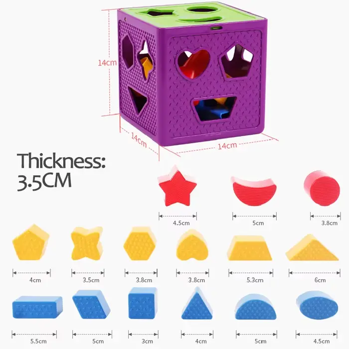 Trieur de formes de blocs pour bébé, boîte à jouets, couleur géométrique, tri de Cognition, Montesso