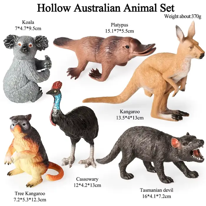 Oenux 6 pièces classique australien animaux sauvages kangourou Koala cassowaire modèle Figurine éduc