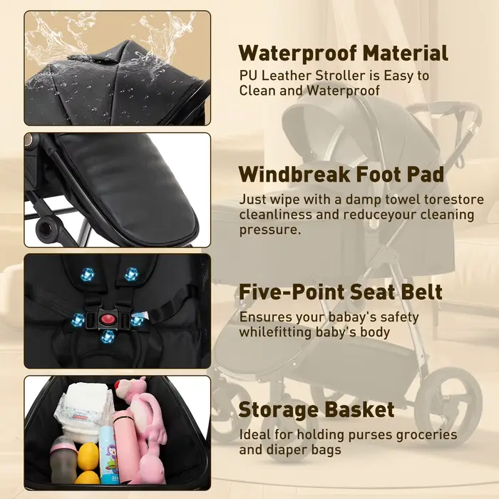 3 en 1 landau poussette Portable luxueux voyage landau haut paysage nouveau-né bébé poussette avec p