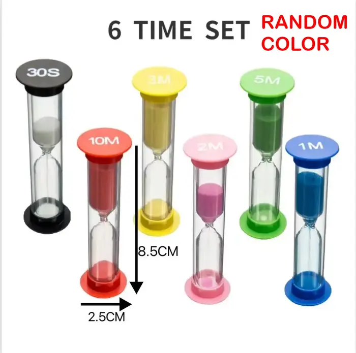Ensemble de 6 sabliers colorés, minuteurs en plastique, plusieurs intervalles : 30s, 1, 2, 3, 5, 10 