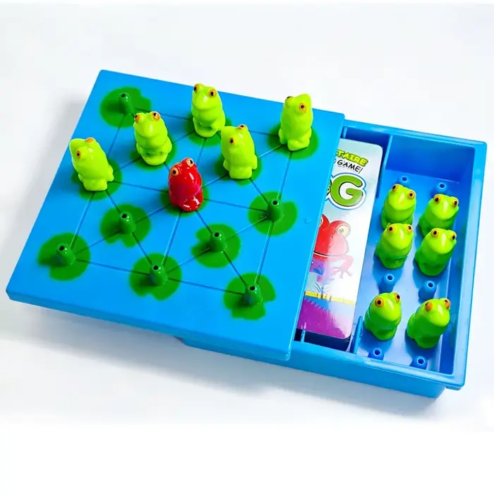 Jeu de Société de Stratégie Frog Hopper Peg Solitaire pour Adultes et Enfants – Défis de Réflexion L