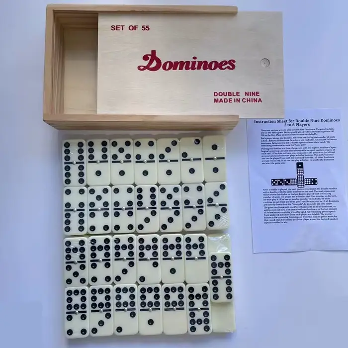 Jeu de dominos 55 pièces pour adultes, jeux de société classiques, jeu de dominos double 9 avec spin