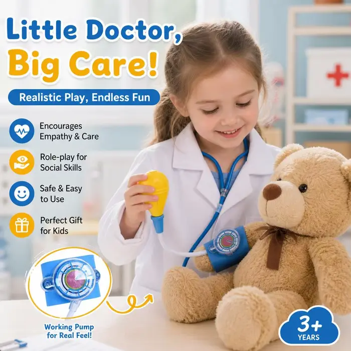 Jouet de docteur interactif en plastique rose et bleu pour enfants, jeu de simulation, éducation précoce, renforcement des liens parent-enfant, occasions spéciales