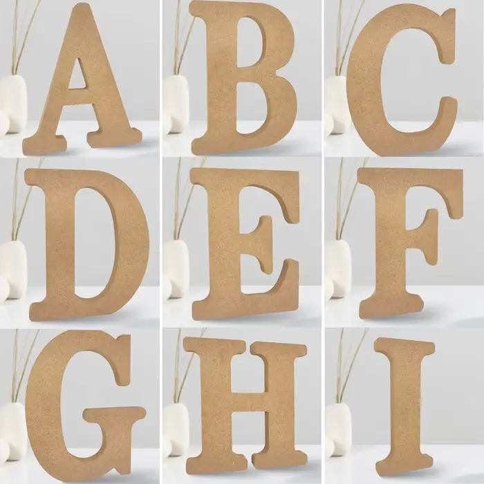 Lettres en bois designables de 8 pouces, lettres en bois inachevées pour décoration murale, lettres 