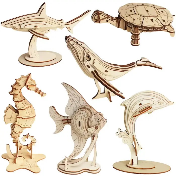 Puzzle 3D en bois série Marine Life, jouets éducatifs pour enfants, jouets éducatifs, cadeau en bois