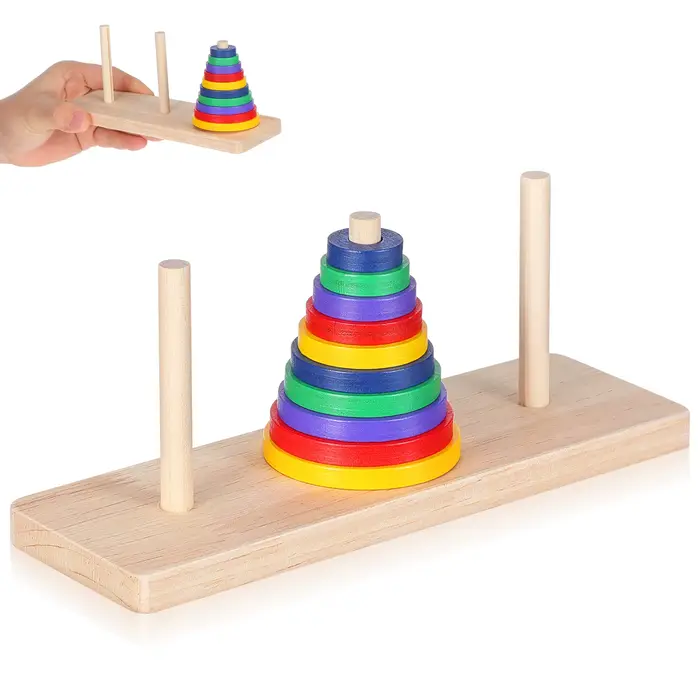 1 jeu de puzzle en bois Tour de Hanoï, jeu de logique et de réflexion pour adultes et enfants de plu