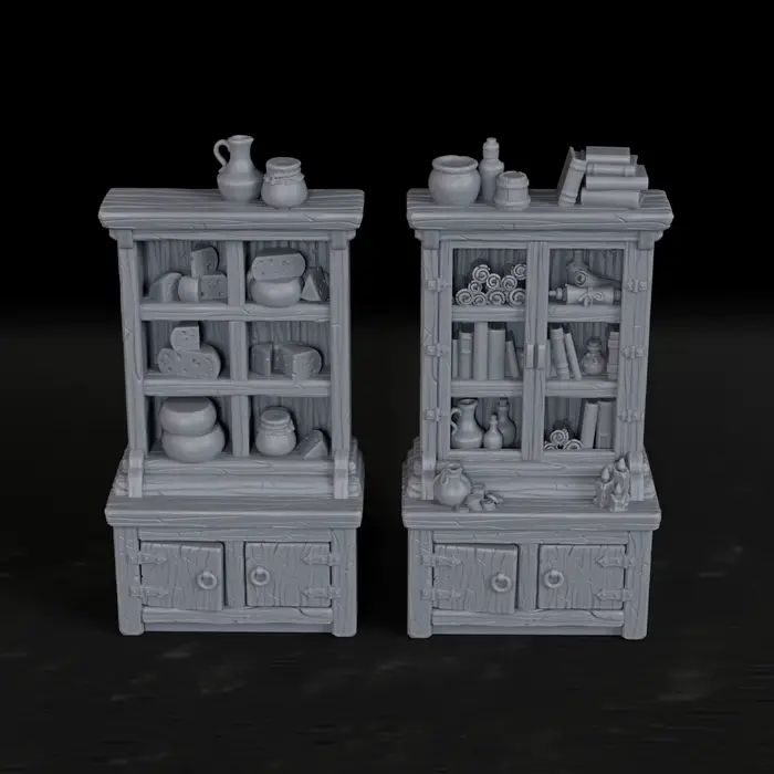 Ensemble de meubles miniatures RPG, 2 pièces, bibliothèque et armoire de rangement pour terrain de j